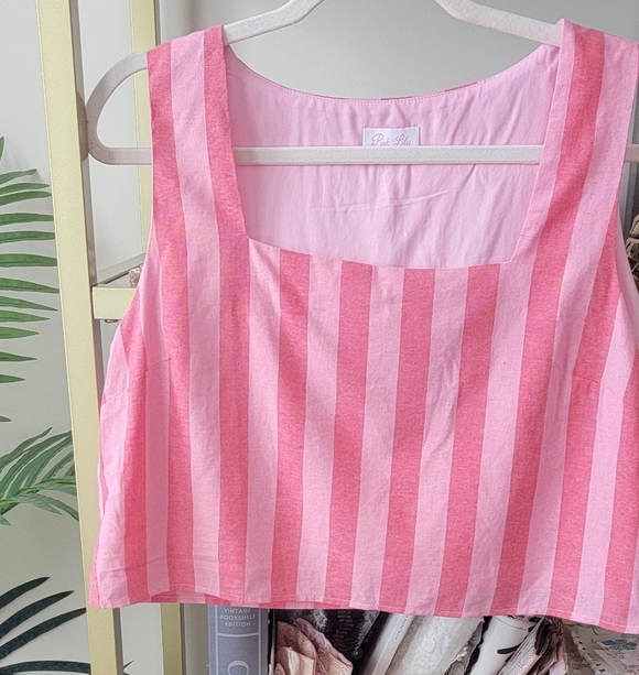 NWOT Pink Lily Boutiqe Pink and White Striped Women's Top Size XL - Picture 1 of 5